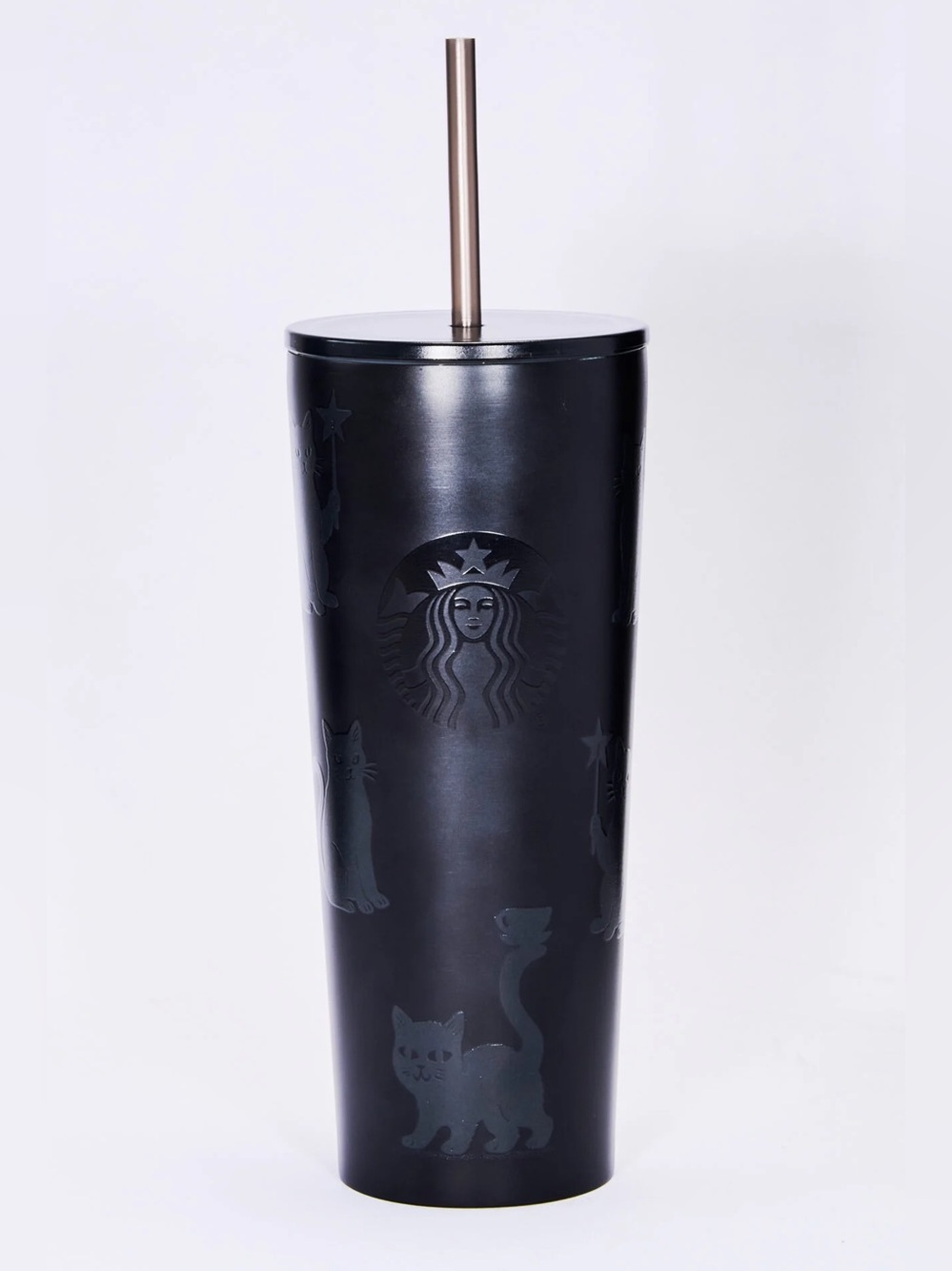 Starbucks Black cat stainless glow in the dark steel cold cup